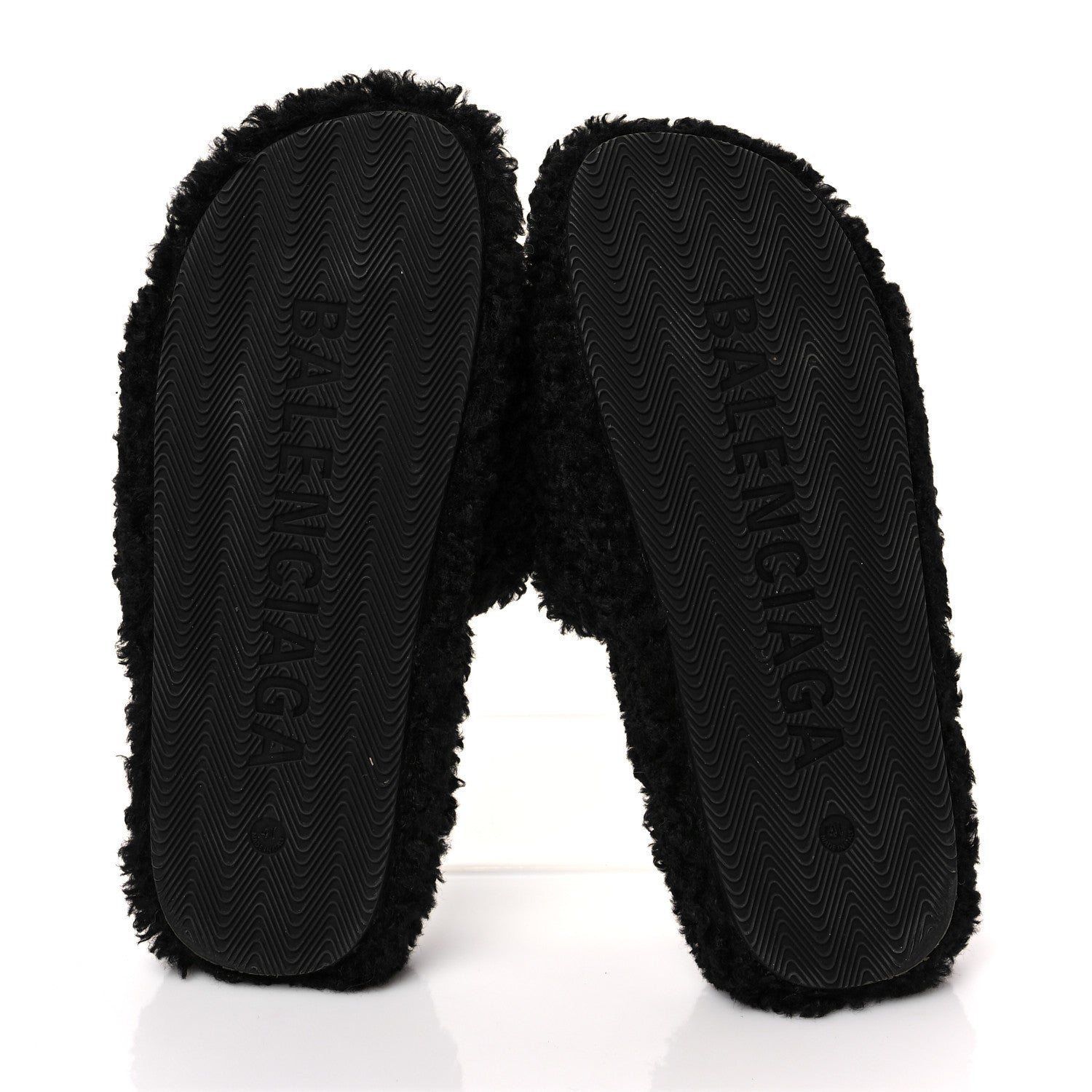 Balenciaga Faux Shearling Political Campaign Logo Slide Sandals 41 Black White Red 5 of 6