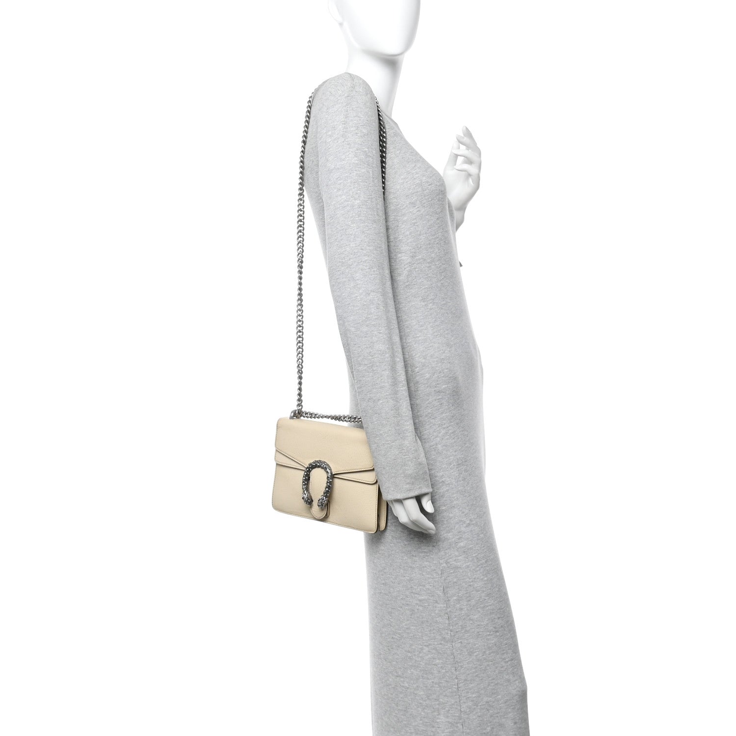Gucci Textured Calfskin Crystal Mini Dionysus Shoulder Bag Mystic White 2 of 12