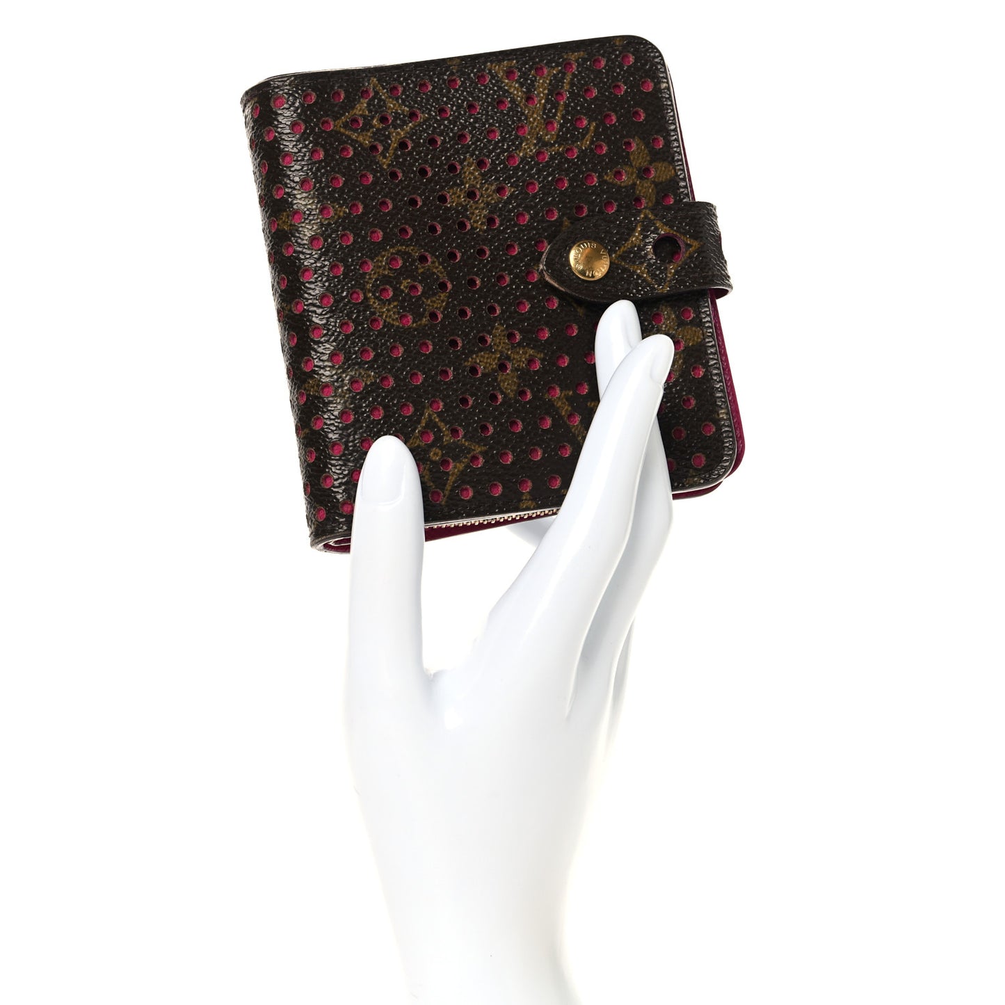 Monogram Perforated Compact Zipped Wallet Fuchsia