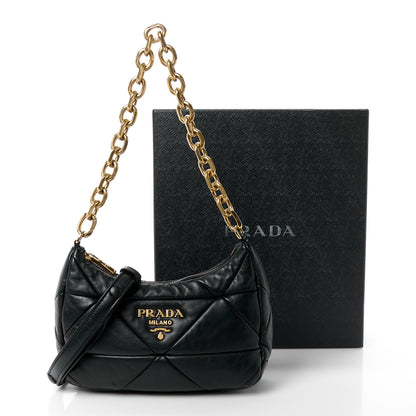 Prada Nappa Re-Nylon Triangle Quilted Patchwork System Shoulder Bag Black 12 of 12