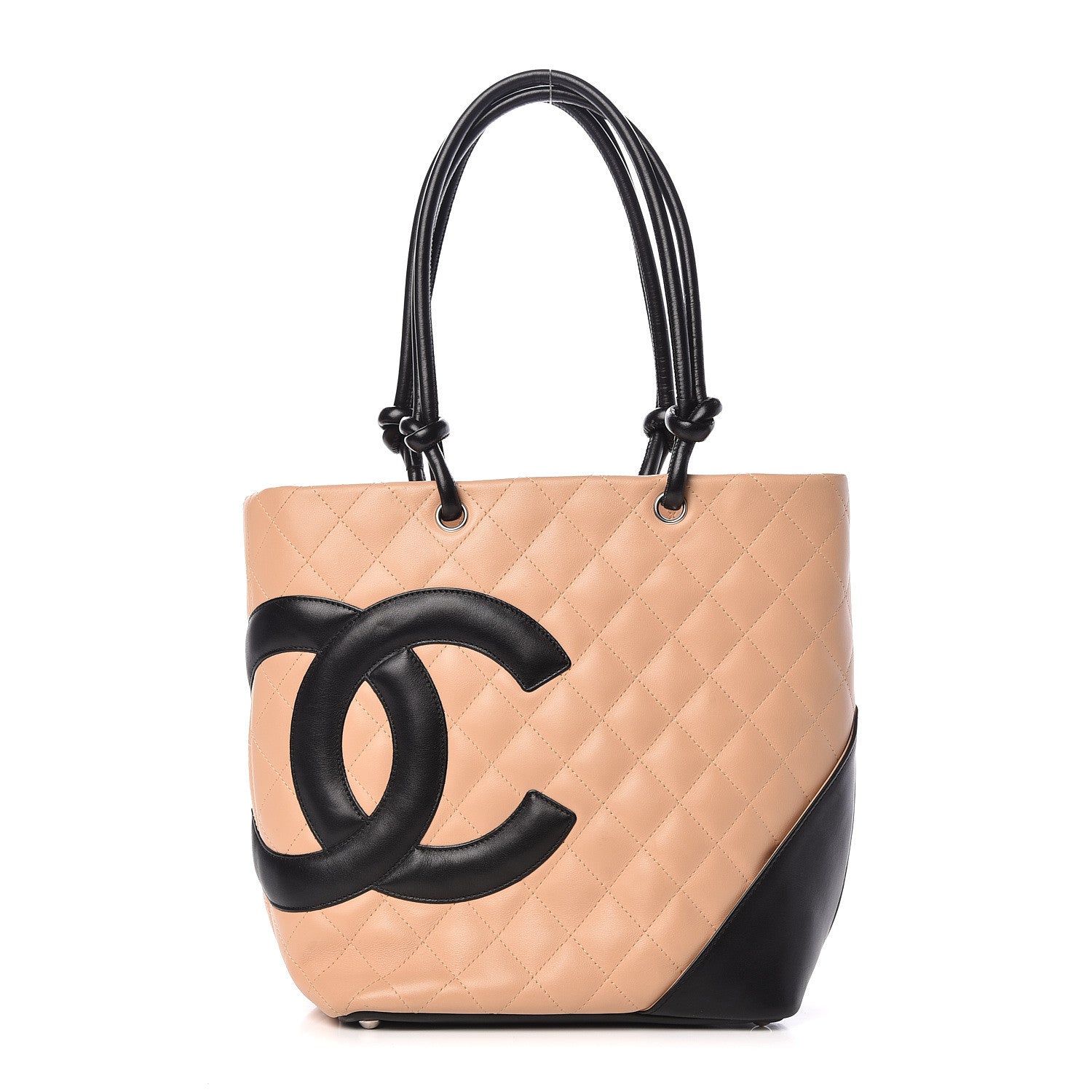 Chanel Calfskin Quilted Medium Cambon Tote Beige Black 1 of 10