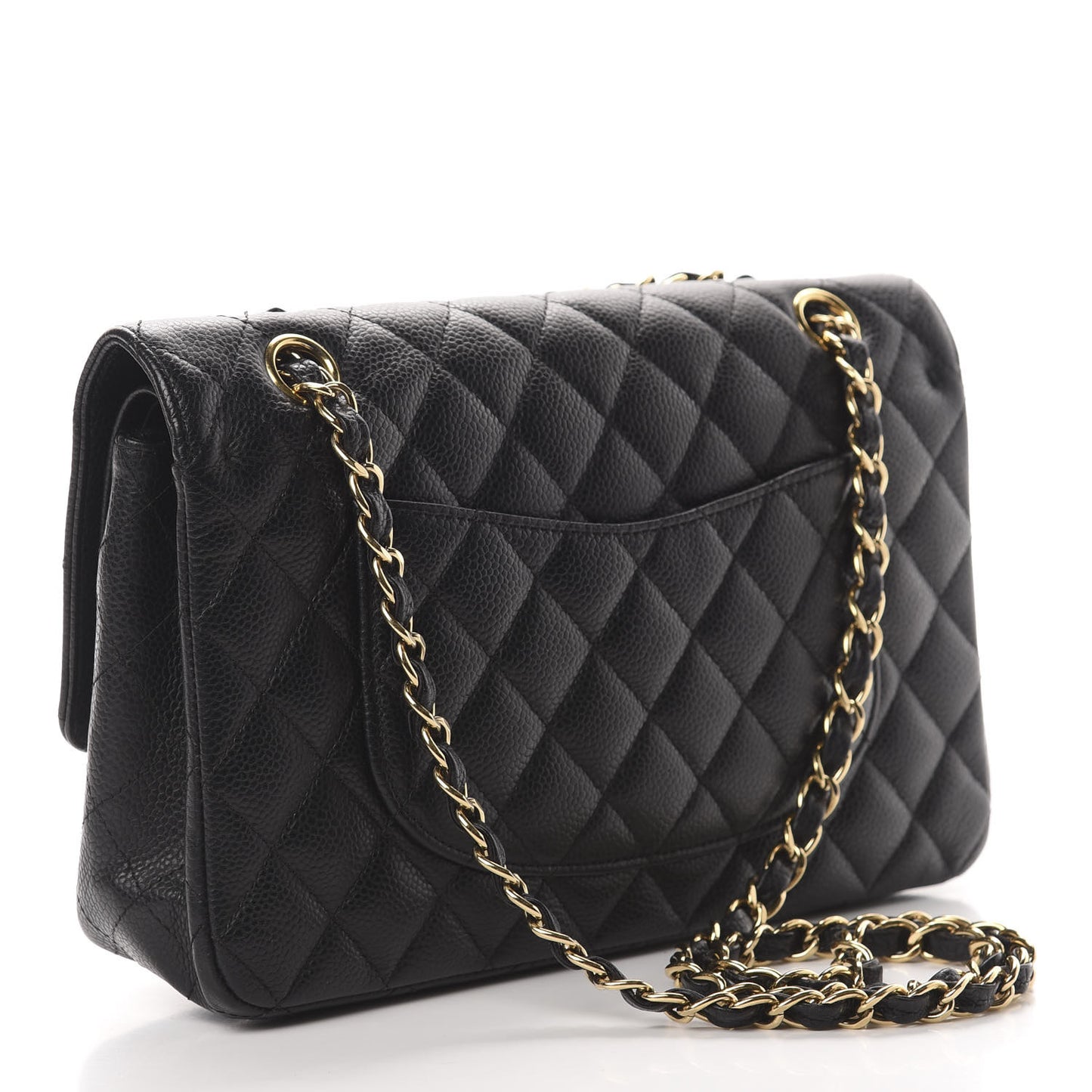 Caviar Quilted Medium Double Flap Black
