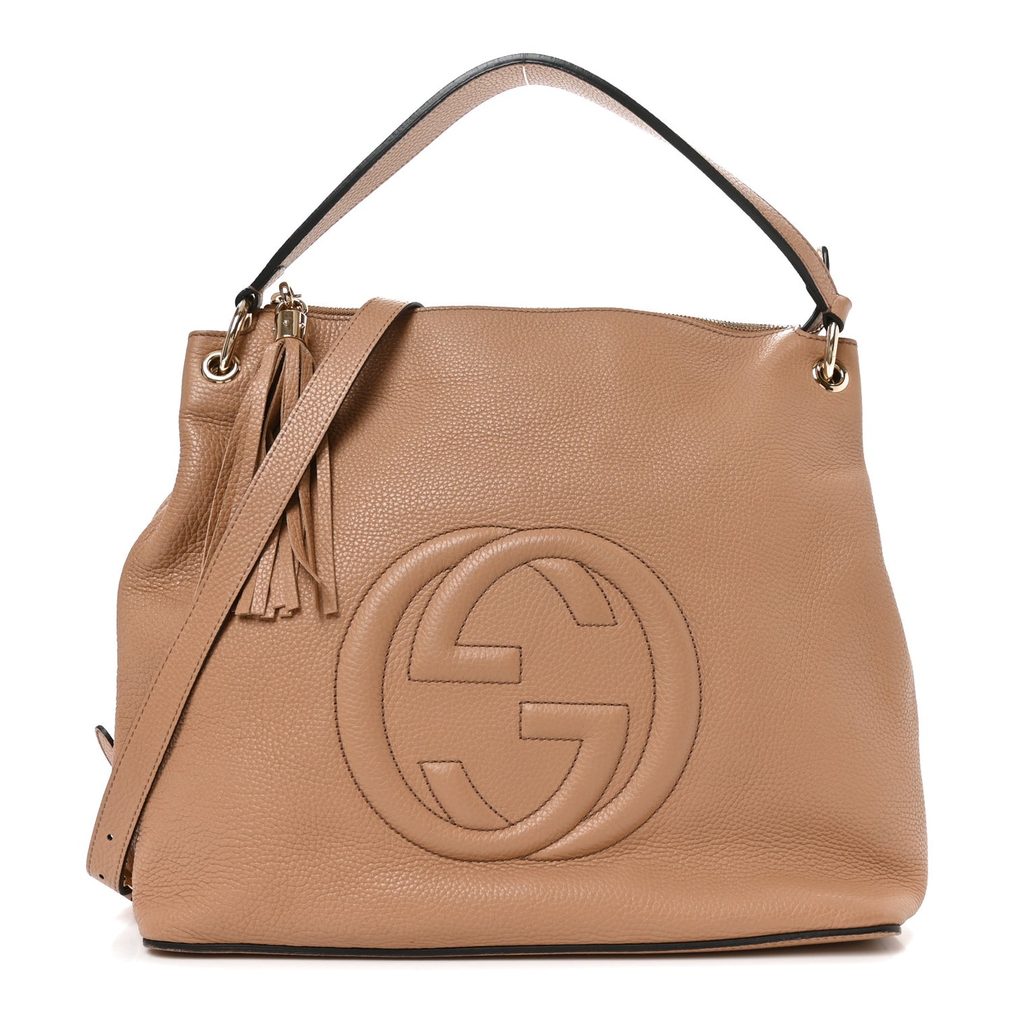 Pebbled Calfskin Large Soho Hobo Camelia