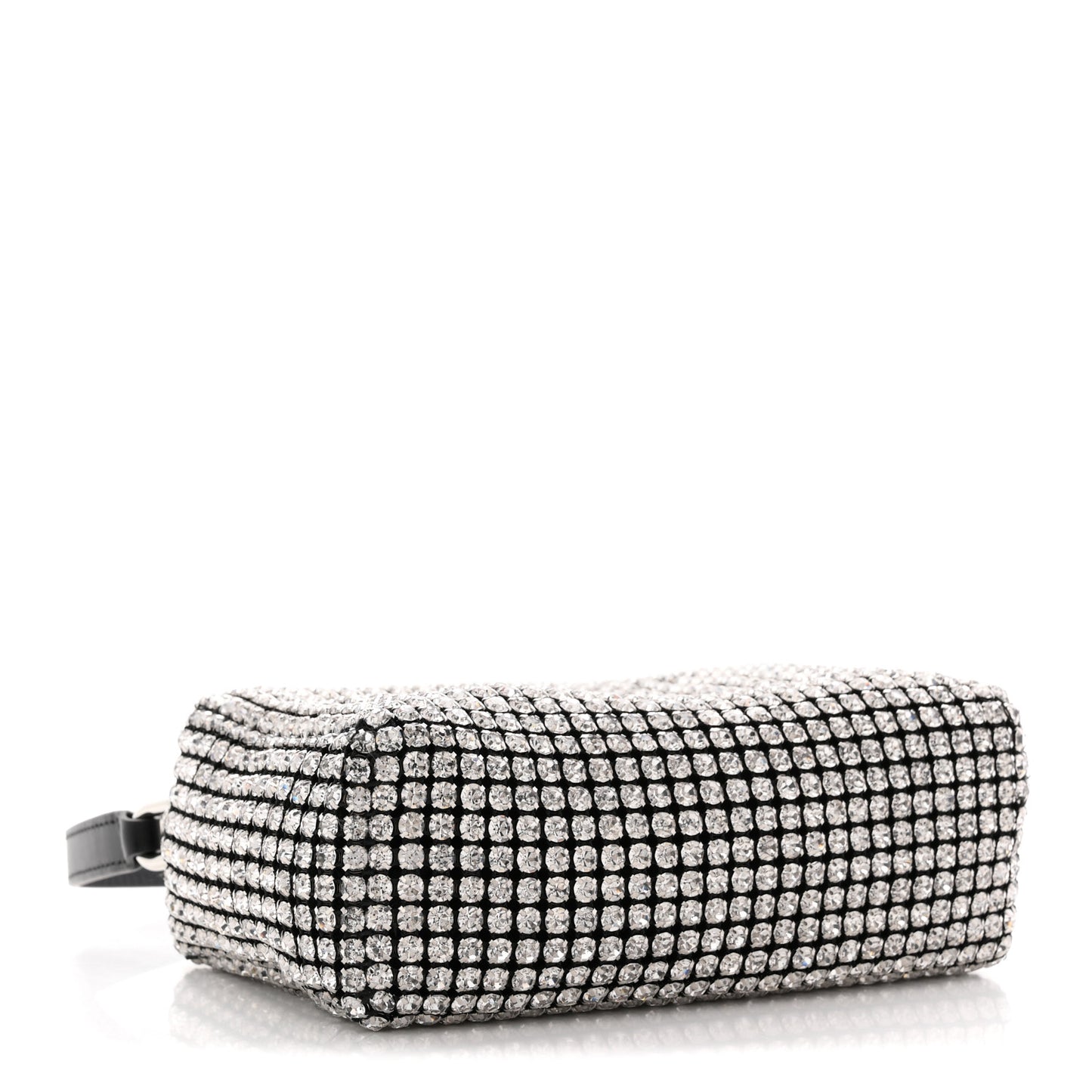 Mesh Crystal Rhinestone Mini Heiress Pouch Black Silver