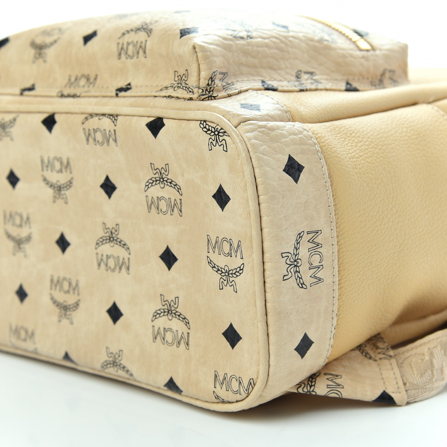 MCM Calfskin Visetos Small Backpack Beige 6 of 9