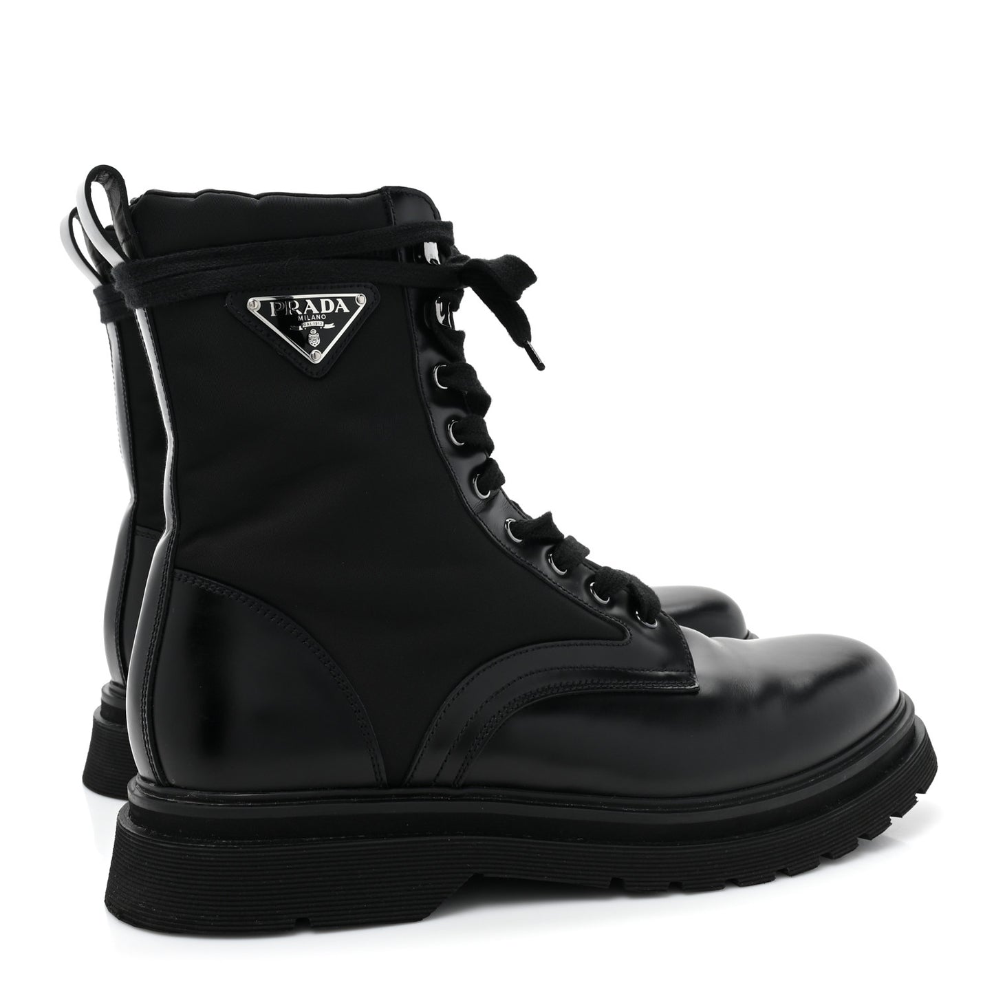 Spazzolato Rois Re-Nylon Metal Triangle Logo Mens 40mm Combat Boots 9.5 Black