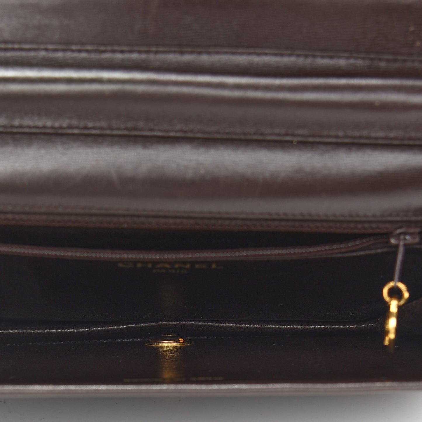 Shiny Crocodile Evening Flap Dark Brown