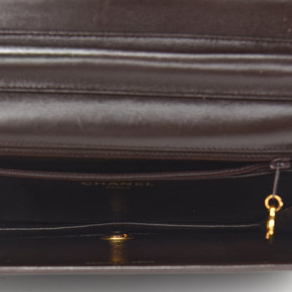 Chanel Shiny Crocodile Evening Flap Dark Brown 5 of 12
