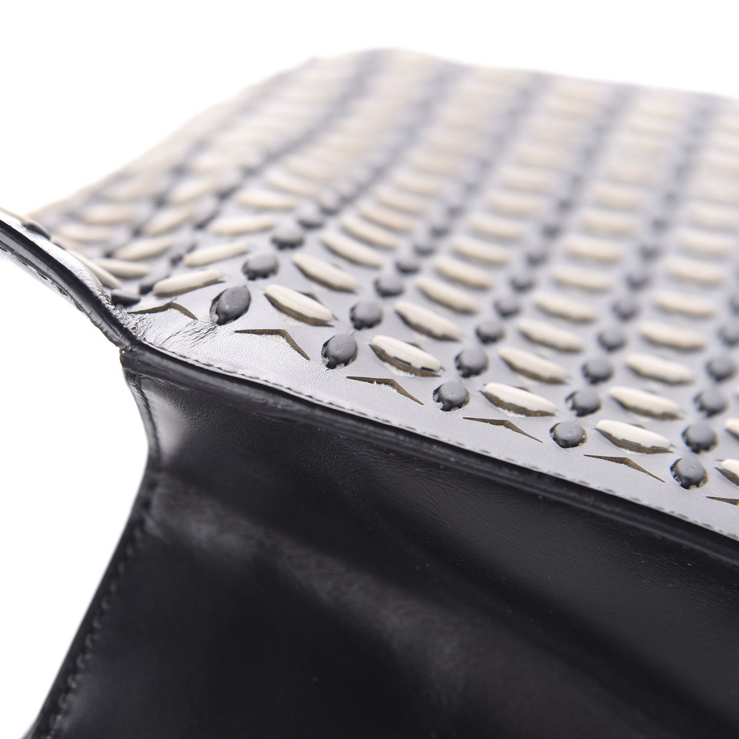 Calfskin Laser Cut Clutch Black White