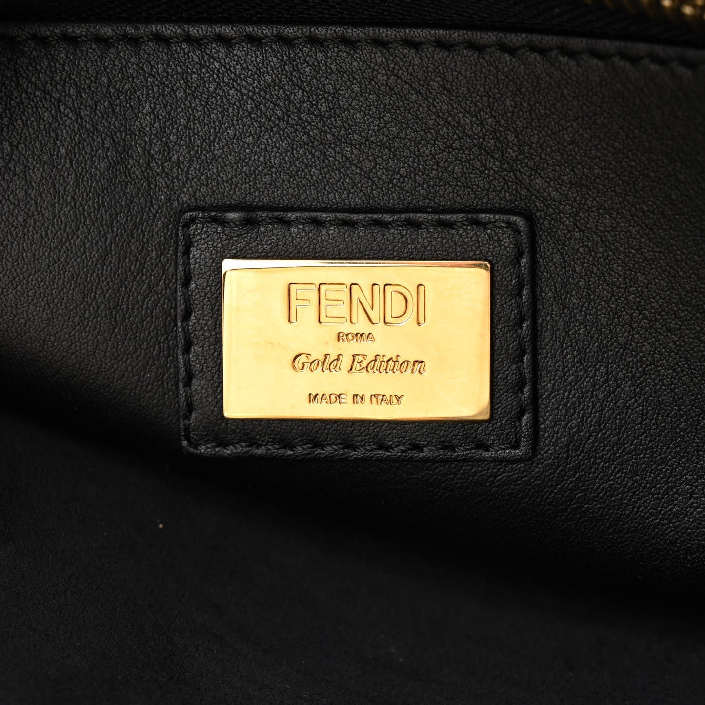 Vitello Seta Gold Studded Medium Peekaboo Iconic Satchel Black