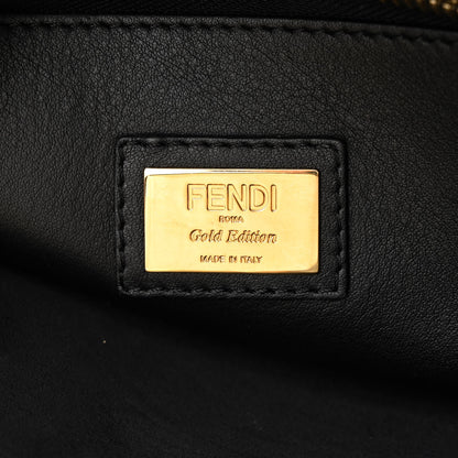 Fendi Vitello Seta Gold Studded Medium Peekaboo Iconic Satchel Black 7 of 11