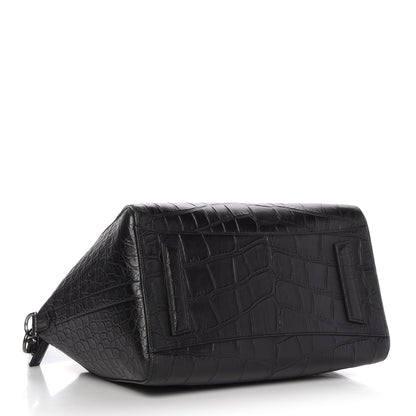 Givenchy Calfskin Crocodile Embossed 3D Stud Medium Antigona Black 4 of 10
