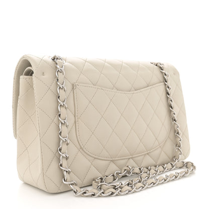 Chanel Lambskin Quilted Medium Double Flap Light Grey 3 of 13