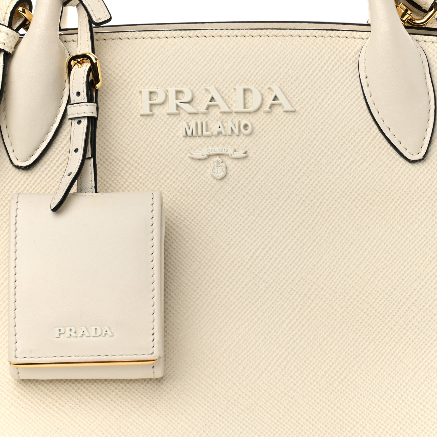 Prada Saffiano Cuir Calfskin Small Monochrome Top Handle Tote White 8 of 17