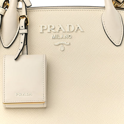 Prada Saffiano Cuir Calfskin Small Monochrome Top Handle Tote White 8 of 17