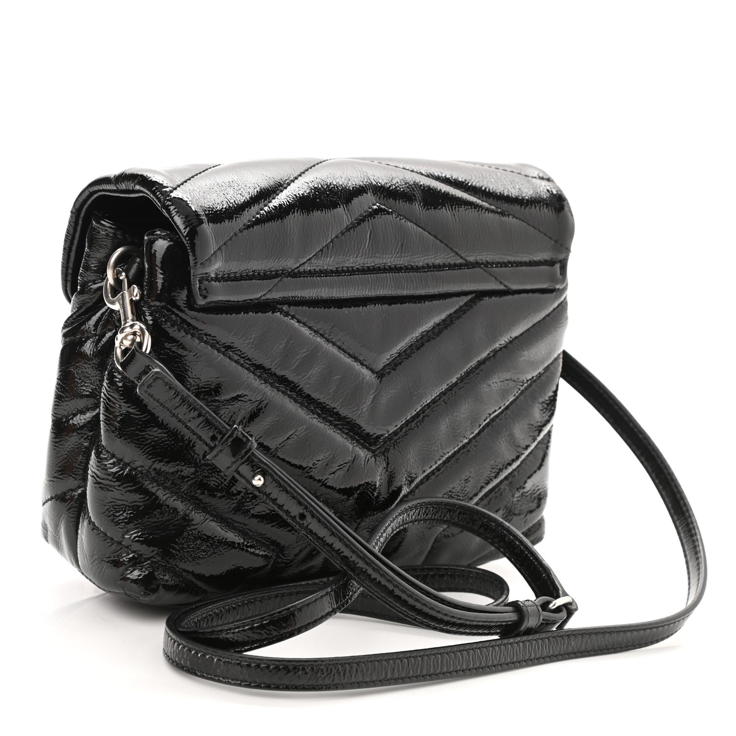 Patent Y Quilted Monogram Toy Loulou Crossbody Bag Black