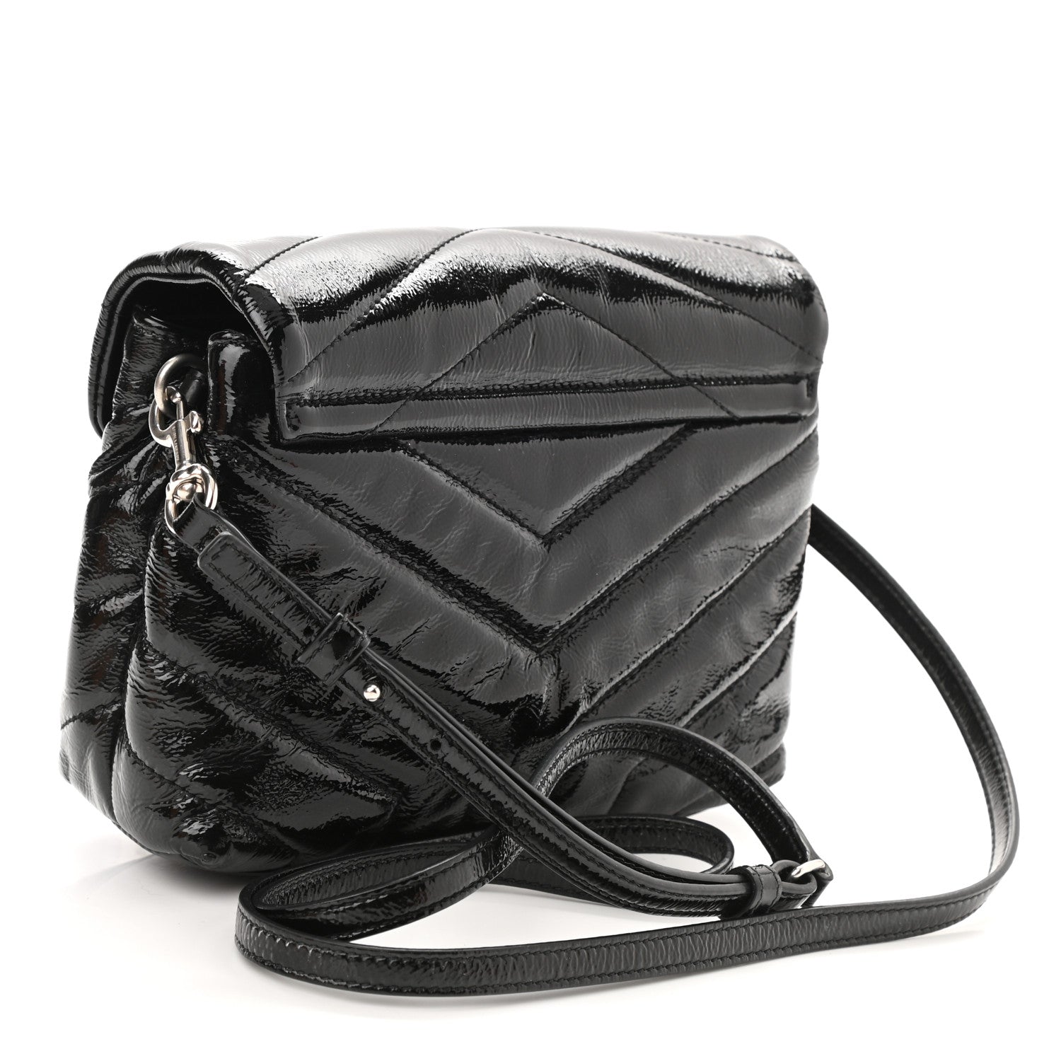 Saint Laurent Patent Y Quilted Monogram Toy Loulou Crossbody Bag Black 3 of 8