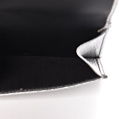 Balenciaga Metallic Goatskin Logo Mini Everyday Wallet Argent Black 5 of 11