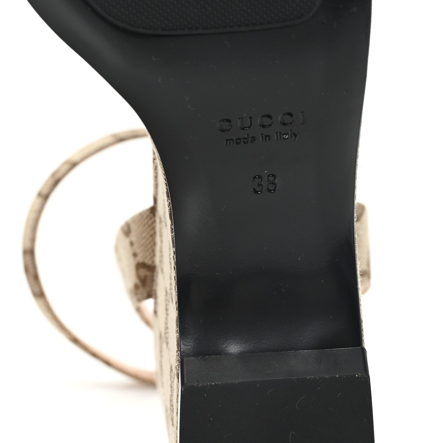 Gucci Monogram Nappa Chalotte Horsebit Ankle Strap 75mm Flatform Sandals 41 Beige Ebony 41 Beige Ebony 7 of 8