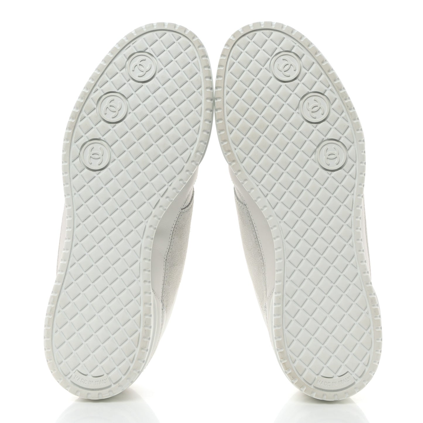 Calfskin Suede Coco Mark Logo Womens Sneakers 38 White