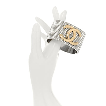 Chanel Metal Crystal CC Cuff Silver Gold 2 of 5