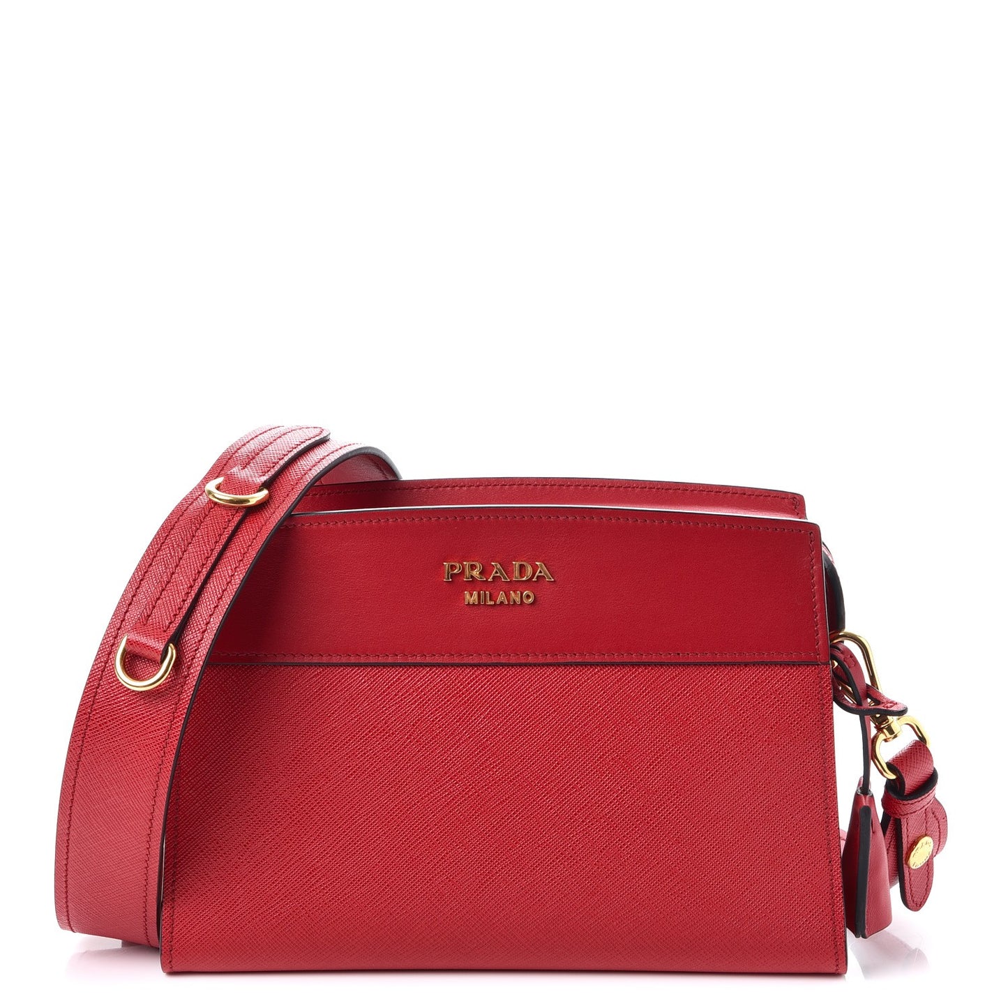 Saffiano City Calfskin Esplanade Crossbody Bag Rosso