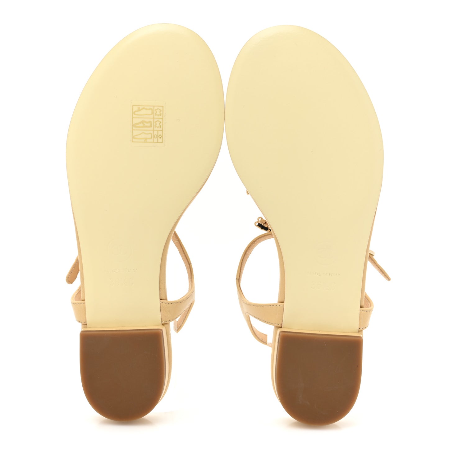 Lambskin CC Chain Thong Sandals 36.5 Beige