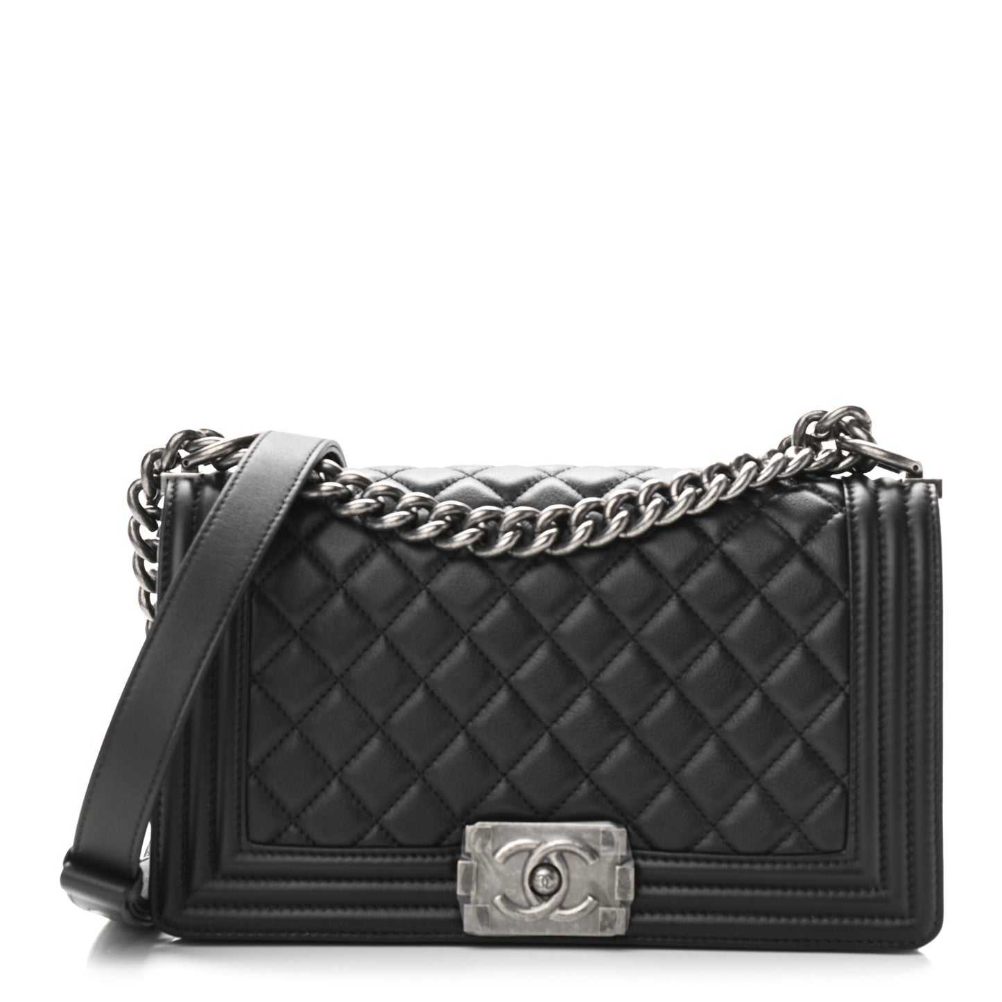 Calfskin Quilted Medium Boy Flap Black