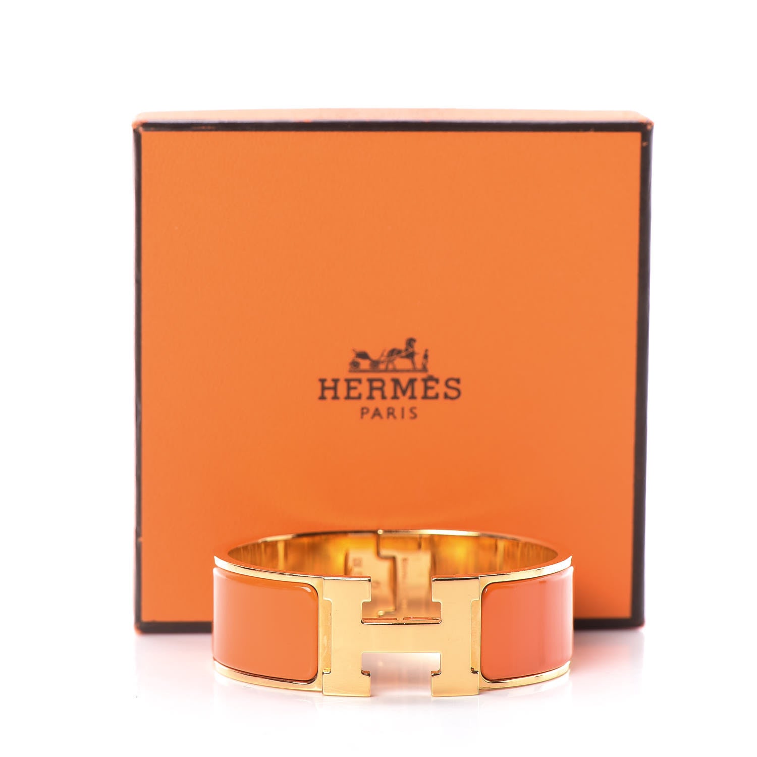 Hermes Enamel Wide Clic Clac H Bracelet GM Orange 6 of 6