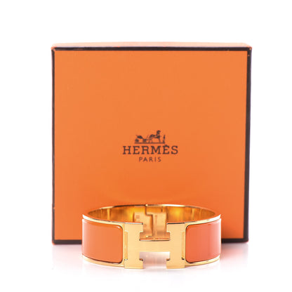 Hermes Enamel Wide Clic Clac H Bracelet GM Orange 6 of 6