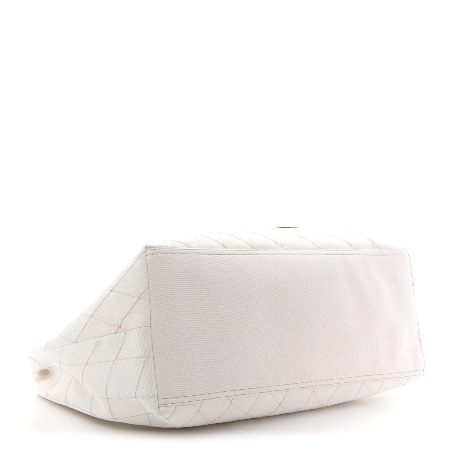 Chanel Denim Calfskin Quilted Coco Beach Small Shopping Tote White Black 5 of 11