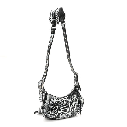 Balenciaga Agneau Arena Graffiti Le Cagole Shoulder Bag XS White Black 3 of 11