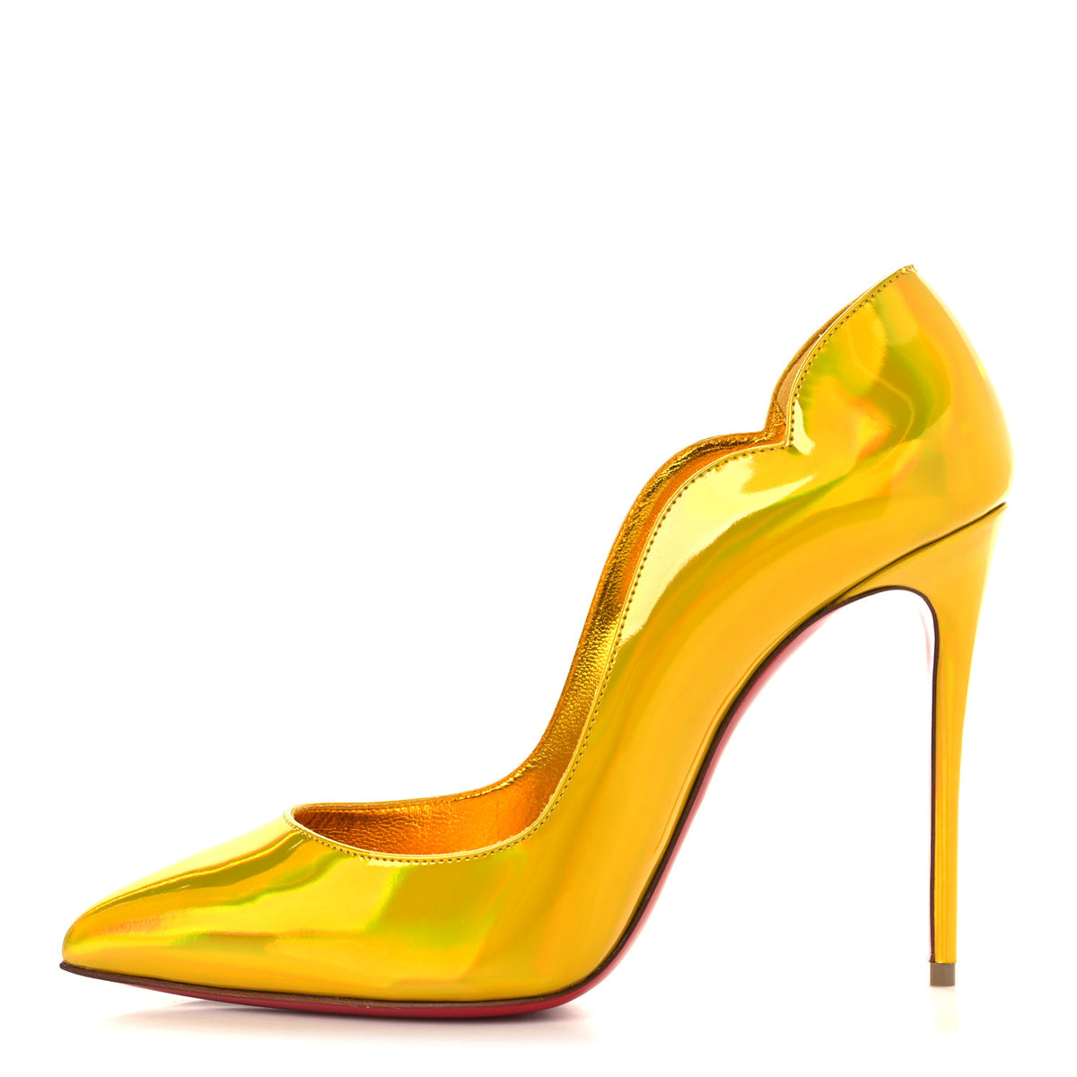 Metallic Patent Hot Chick 100 Pumps 38 Yellow