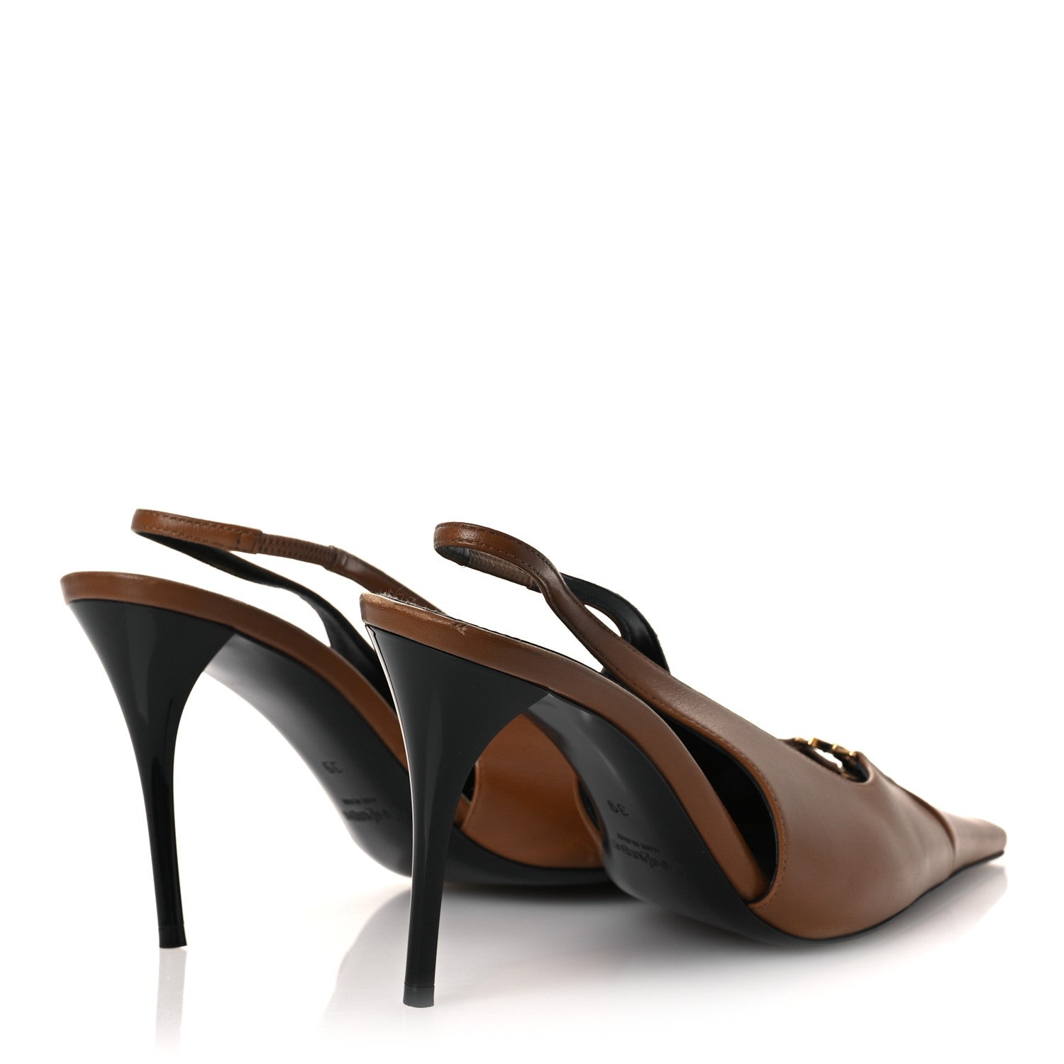 Saint Laurent Nappa Babylone Breteuil Slingback Pumps 39 Macadamia 5 of 15