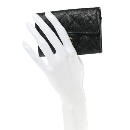 Chanel Caviar Quilted Flap Card Holder Wallet Black 2 of 9