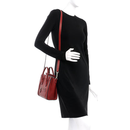 Celine Drummed Calfskin Nano Luggage Merlot 2 of 8
