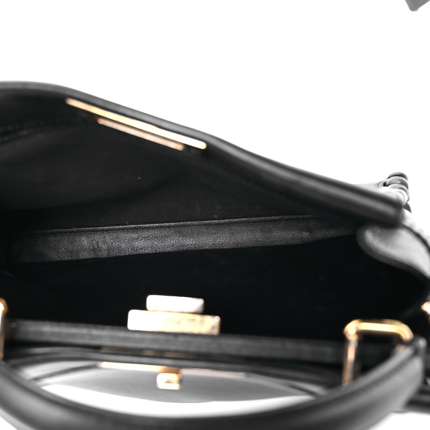Vitello Seta Lace Up Medium Peekaboo Iconic Satchel Black