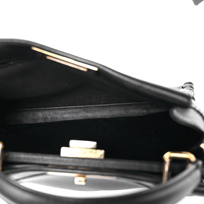 Fendi Vitello Seta Lace Up Medium Peekaboo Iconic Satchel Black 5 of 12