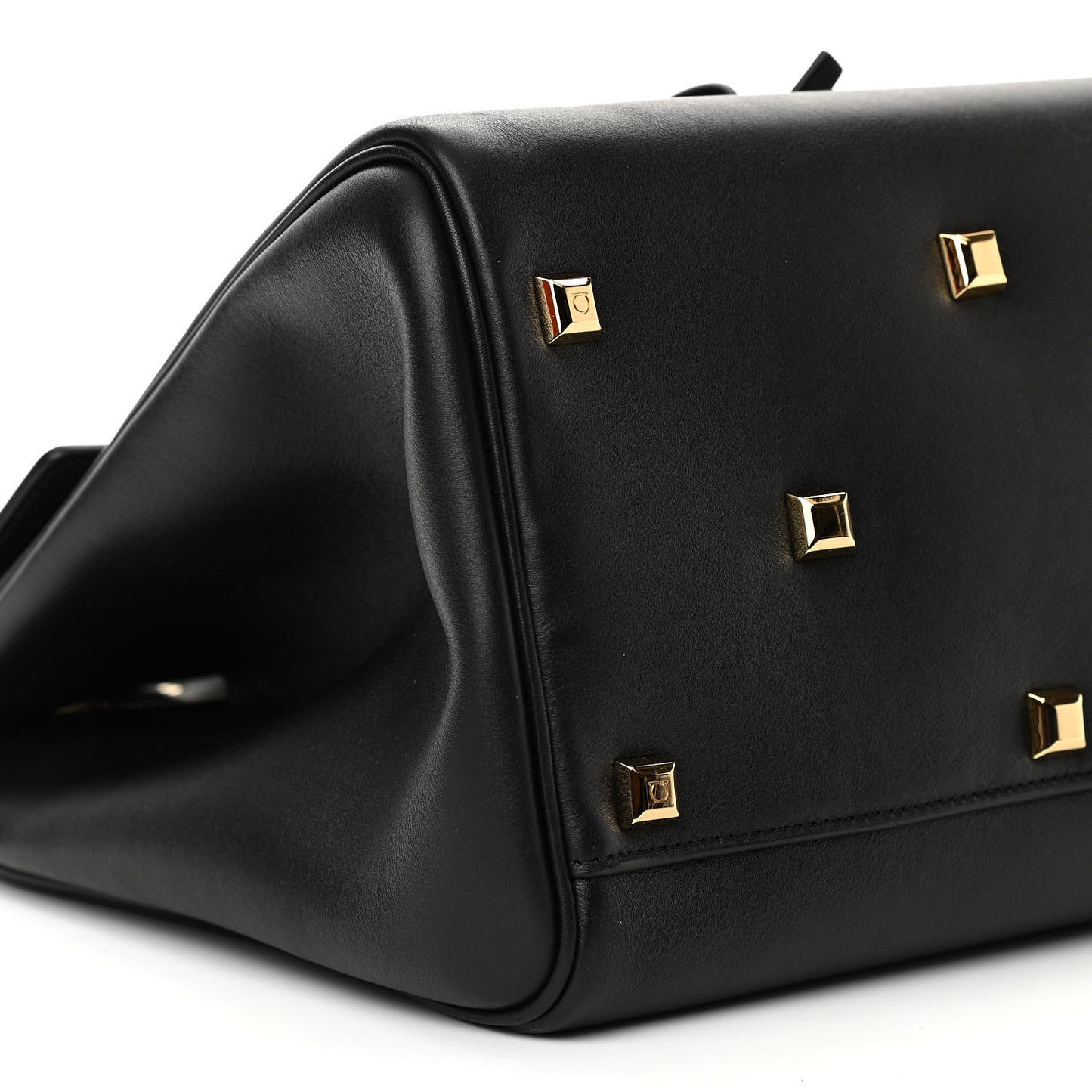 Hammered Calfskin Medium Studio Bag Black