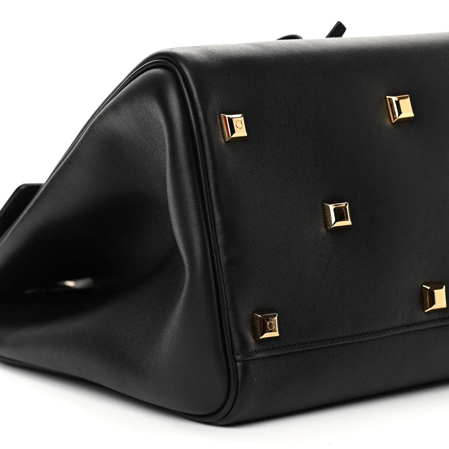 Salvatore Ferragamo Hammered Calfskin Medium Studio Bag Black 9 of 11