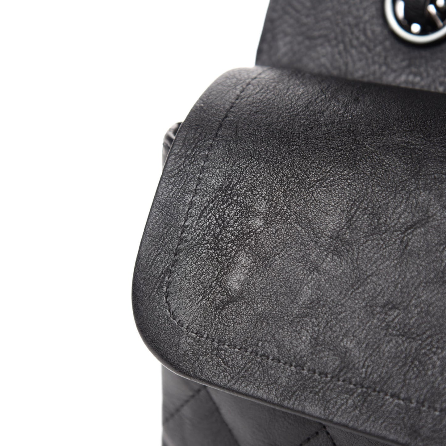 Crumpled Calfskin Quilted Medium Double Flap So Black
