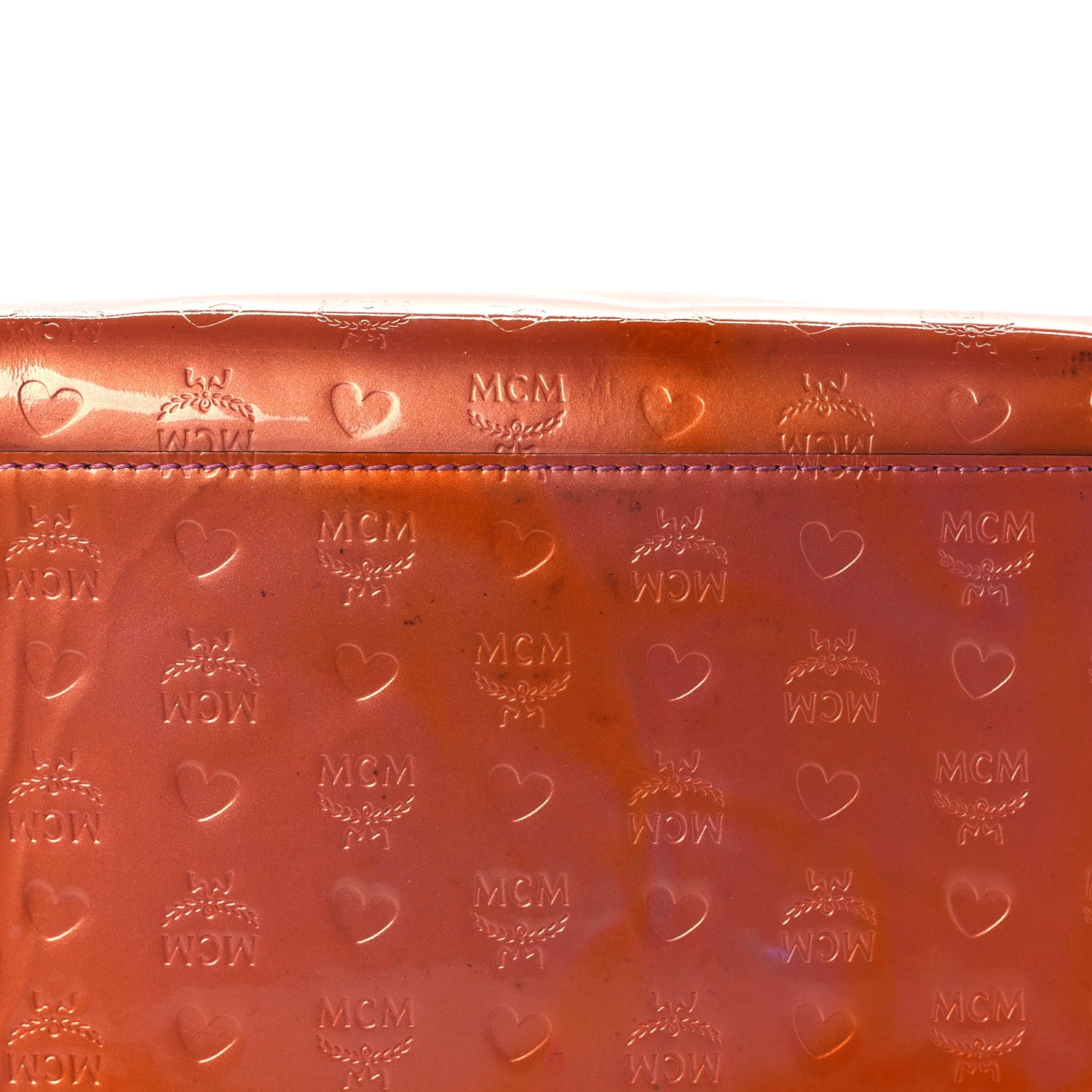 MCM Patent Monogram Boston Bag Bronze 11 of 13