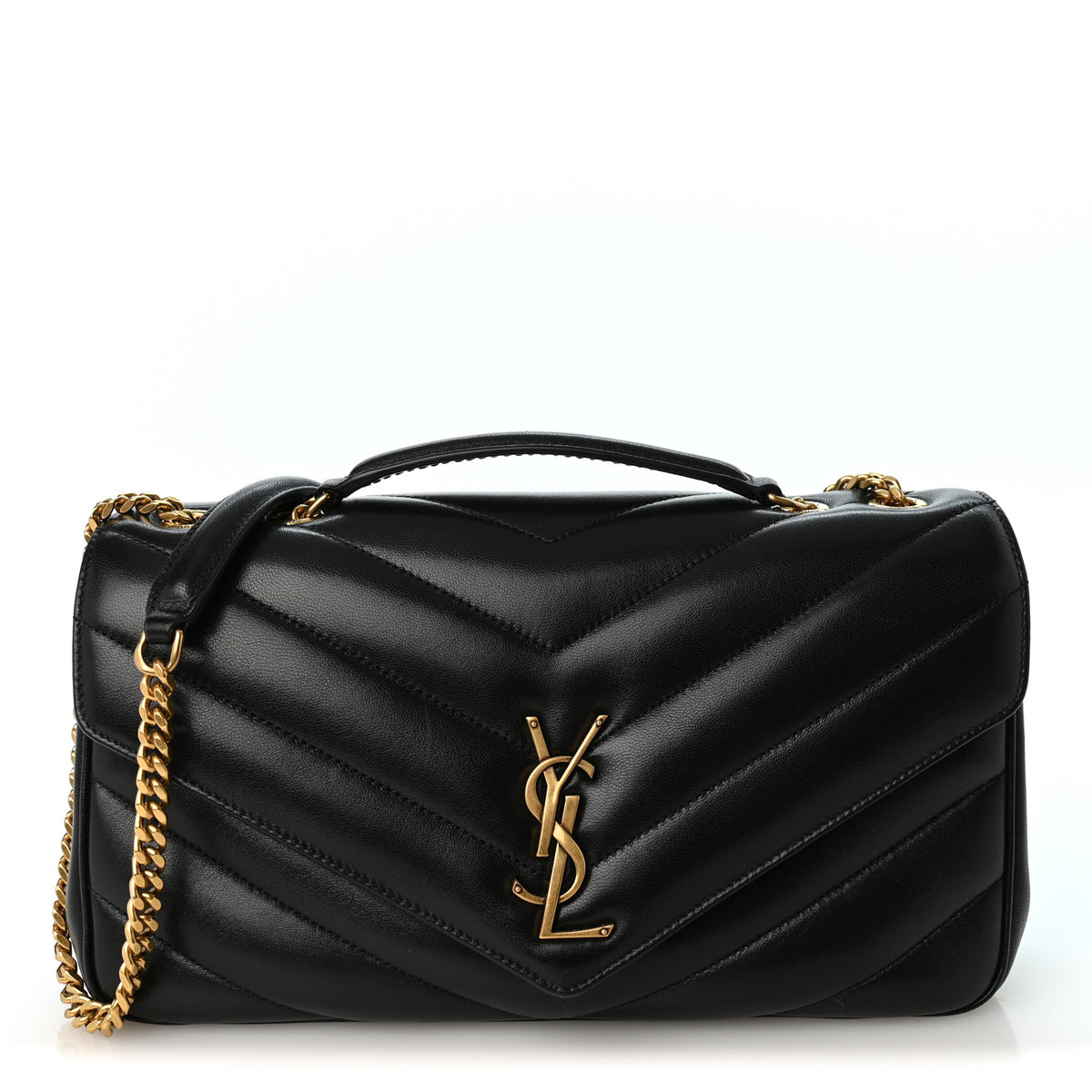 Saint Laurent Lambskin Matelasse Chevron Medium Loulou Black 1 of 9