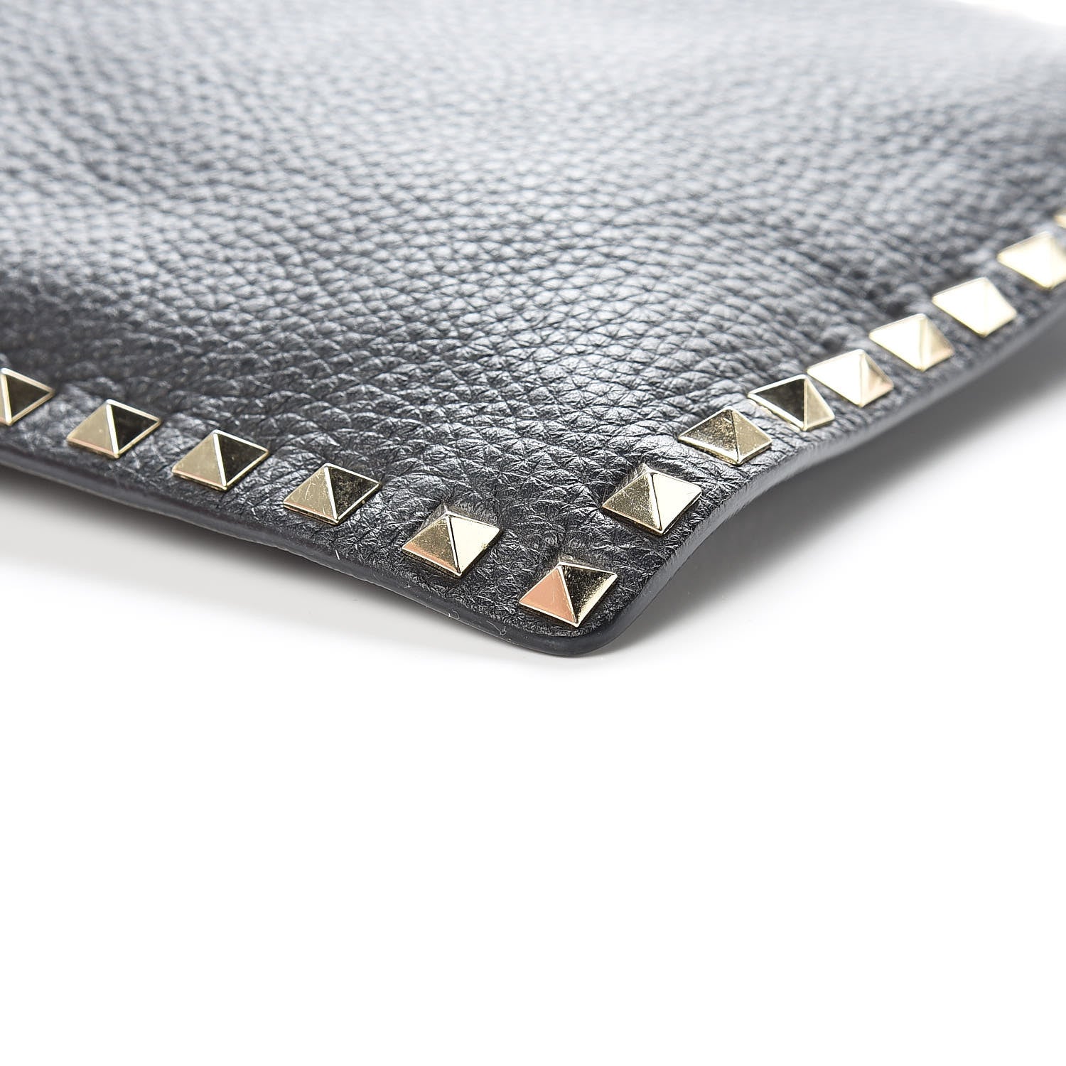 Valentino Garavani Pebbled Calfskin Large Rockstud Zip Pouch Black 6 of 12