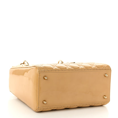Christian Dior Patent Cannage Medium Lady Dior Beige 4 of 10