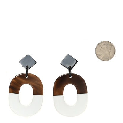 Hermes Buffalo Horn Lacquered Wood Isthme Earrings White 2 of 4