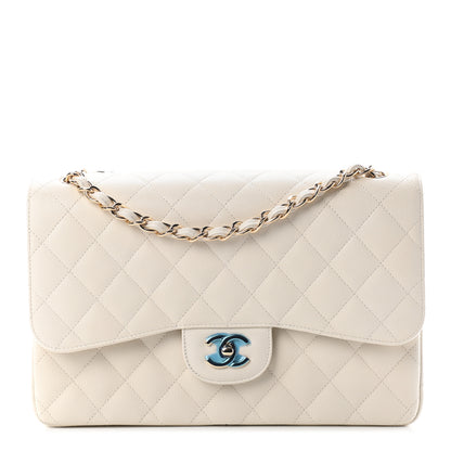 Chanel Caviar Quilted Jumbo Double Flap White 1 of 8