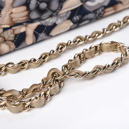 Chanel Nylon Quilted Medium Cat Emoticon Double Flap Navy Gold 14 of 14