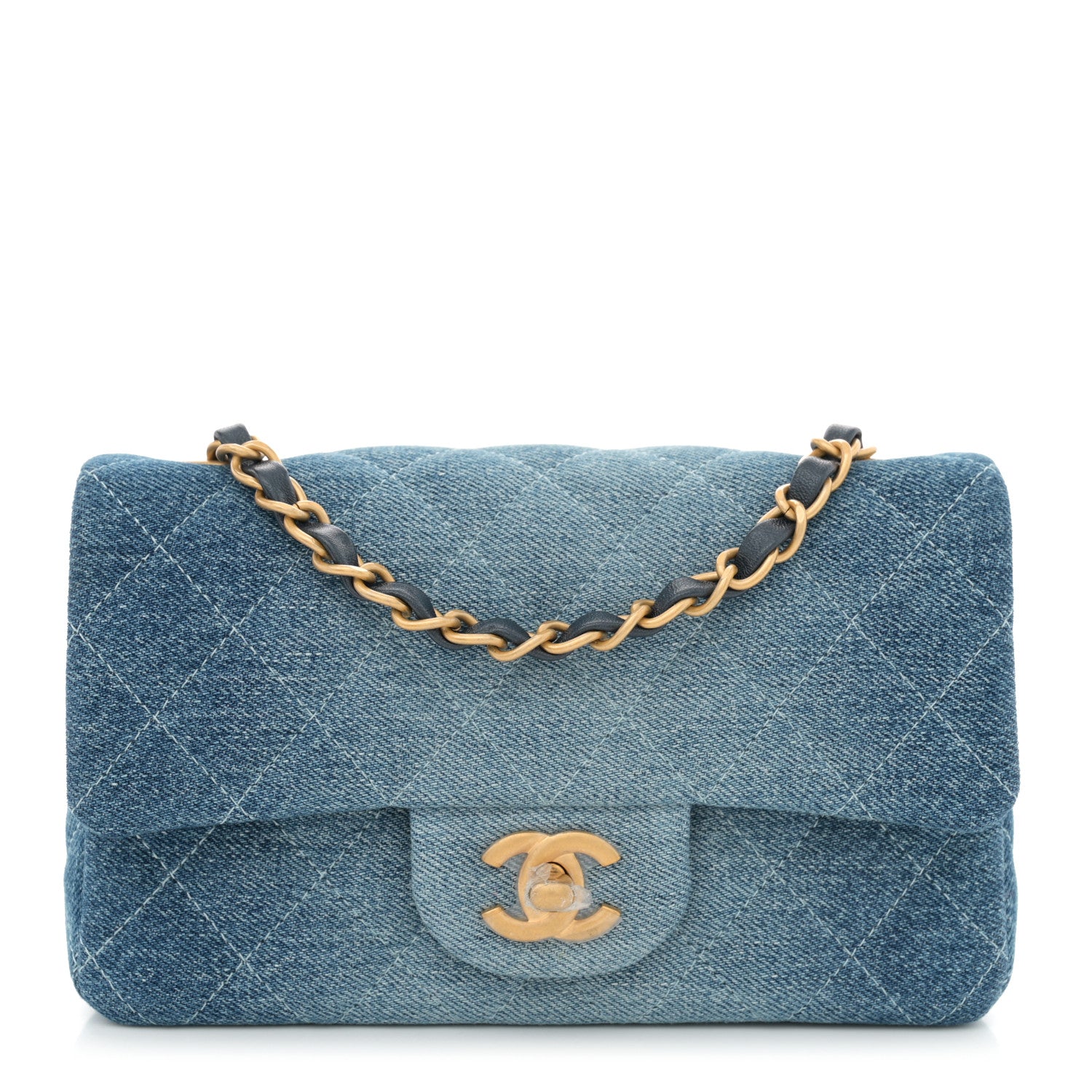 Chanel Washed Denim Quilted Mini Rectangular Flap Blue 1 of 11