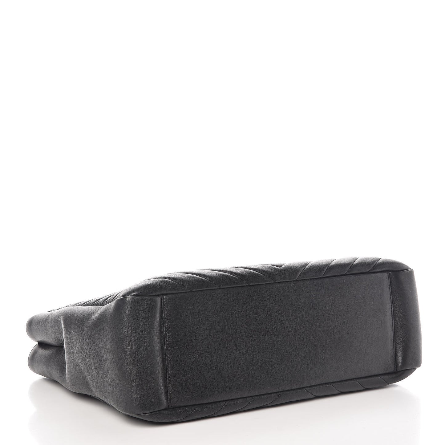 Sheepskin Matelasse Chevron Large Monogram Shopping Bag Black
